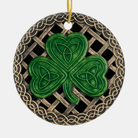 Shamrock en Keltische knopen Ornament zwart (Voorkant)