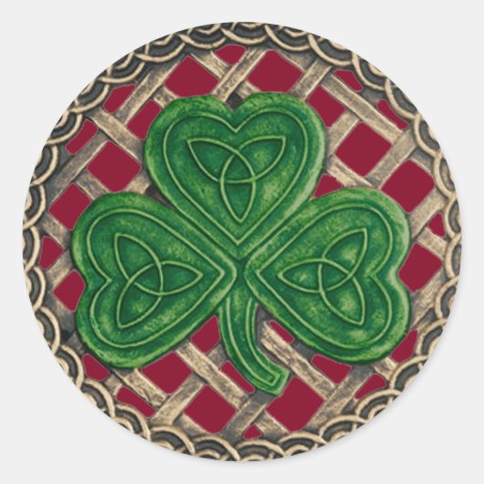 Shamrock en Keltische knopen Stickers rood (Voorkant)