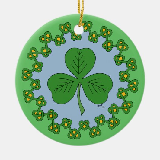 Shamrock en Knotwork Keramisch Ornament (Voorkant)