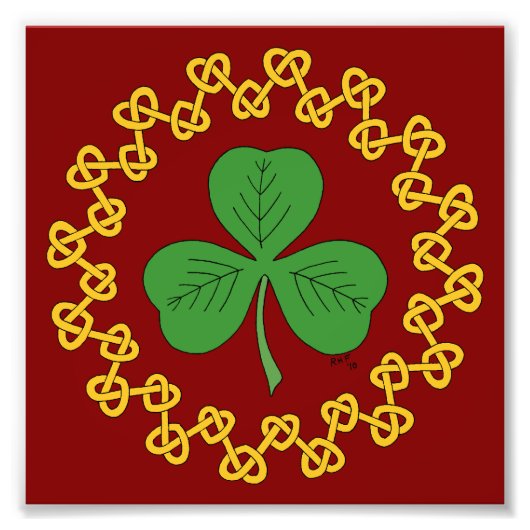 Shamrock en Knotwork op Red Foto Afdruk (Voorkant)