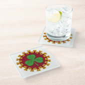 Shamrock en Knotwork op Red Glazen Onderzetter (Schuin)
