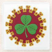 Shamrock en Knotwork op Red Glazen Onderzetter (Voorkant)
