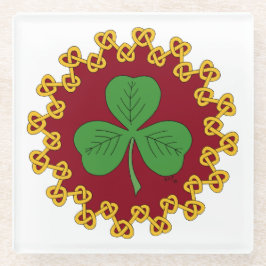 Shamrock en Knotwork op Red Glazen Onderzetter