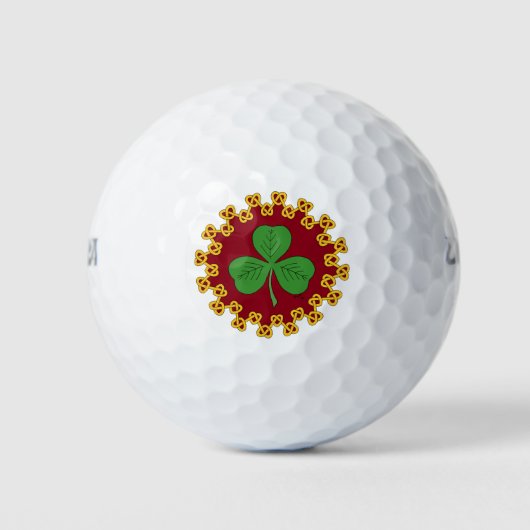 Shamrock en Knotwork op Red Golfballen (Voorkant)