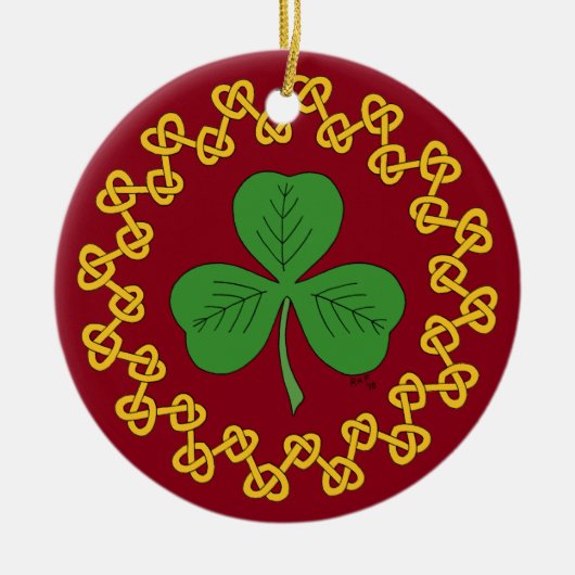 Shamrock en Knotwork op Red Keramisch Ornament (Voorkant)