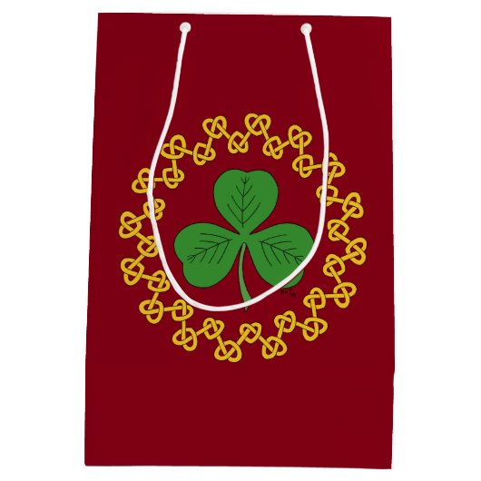 Shamrock en Knotwork op Red Medium Cadeauzakje (Achterkant)