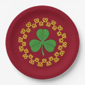 Shamrock en Knotwork op Red Papieren Bordje (Voorkant)