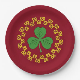 Shamrock en Knotwork op Red Papieren Bordje