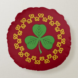 Shamrock en Knotwork op Red Rond Kussen