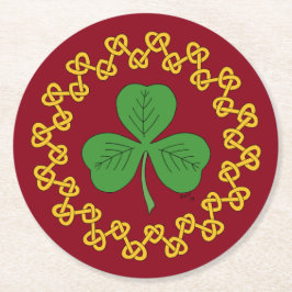 Shamrock en Knotwork op Red Ronde Kartonnen Onderzetter