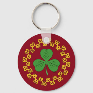 Shamrock en Knotwork op Red Sleutelhanger
