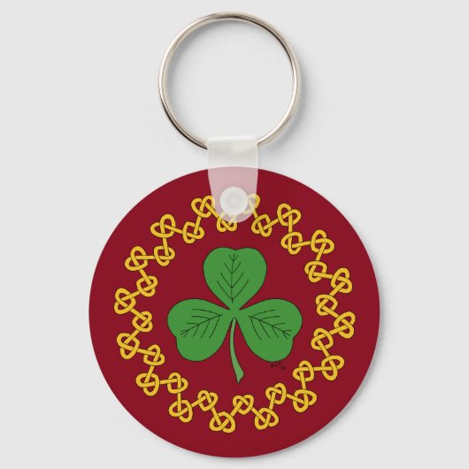 Shamrock en Knotwork op Red Sleutelhanger (Voorkant)