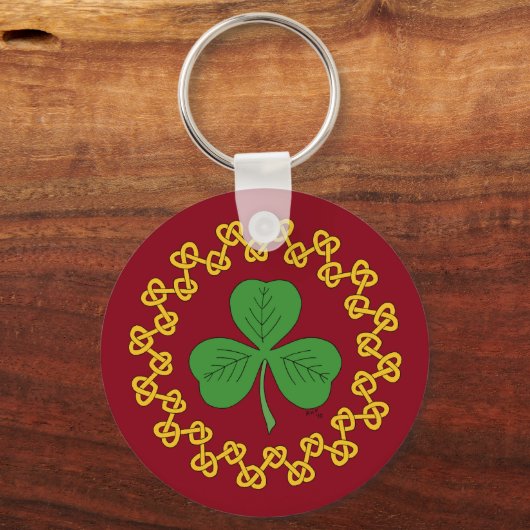 Shamrock en Knotwork op Red Sleutelhanger (Achterkant)