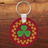Shamrock en Knotwork op Red Sleutelhanger (Voorkant)