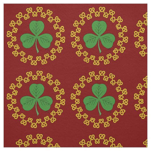 Shamrock en Knotwork op Red Stof (Swatch)