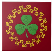 Shamrock en Knotwork op Red Tegeltje (Voorkant)