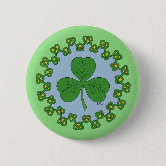 Shamrock en Knotwork Ronde Button 5,7 Cm (Voorkant)