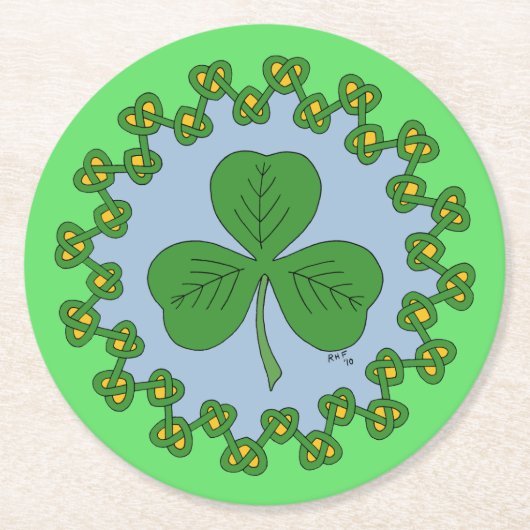 Shamrock en Knotwork Ronde Kartonnen Onderzetter (Voorkant)