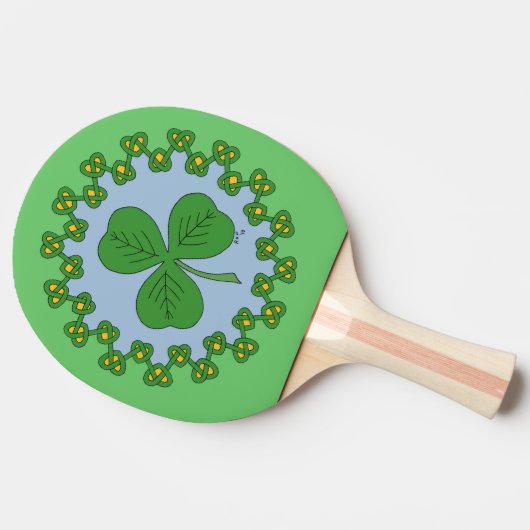 Shamrock en Knotwork Tafeltennisbatje (Zijkant)