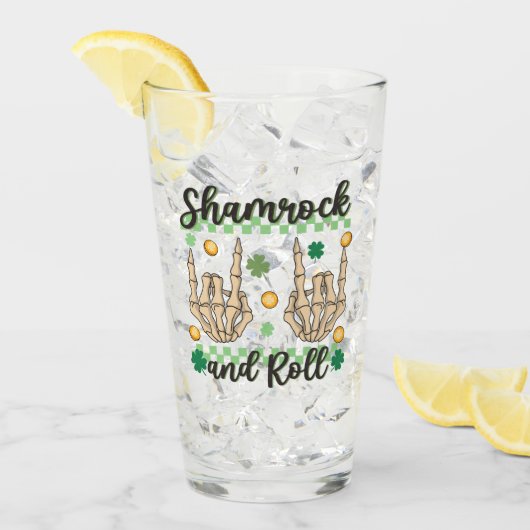 Shamrock en Roll Hand Skeleton Glas (Voorkant ijs)