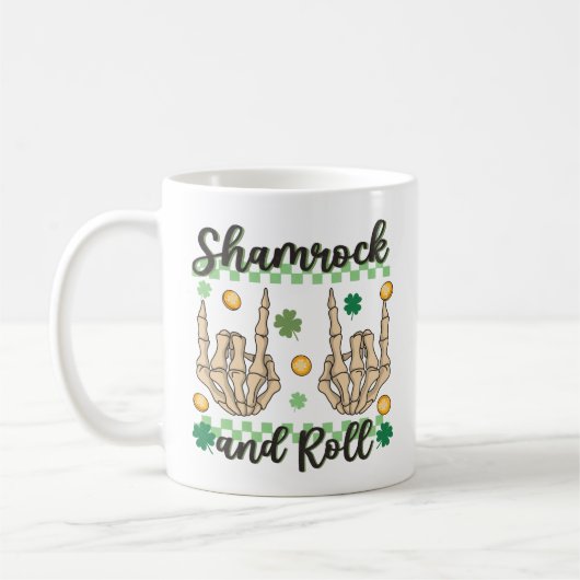 Shamrock en Roll Hand Skeleton Koffiemok (Links)