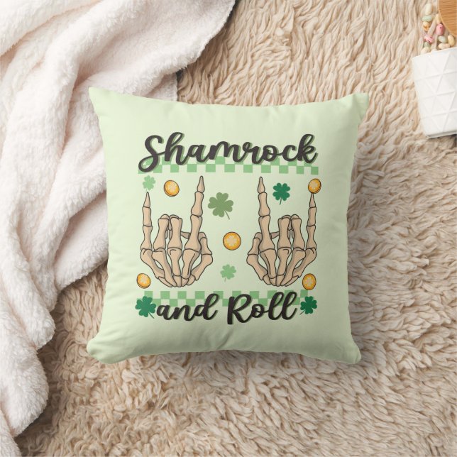 Shamrock en Roll Hand Skeleton Kussen (Deken)