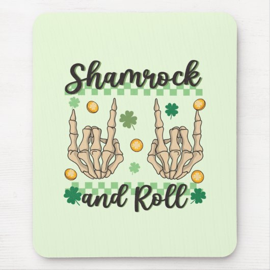 Shamrock en Roll Hand Skeleton Muismat (Voorkant)