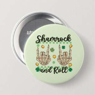Shamrock en Roll Hand Skeleton Ronde Button 7,6 Cm