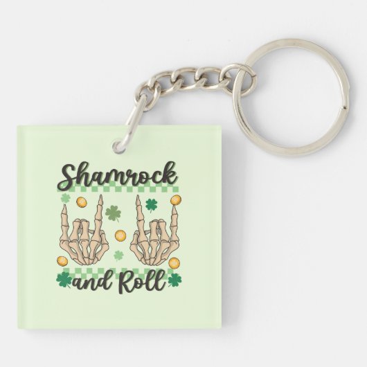 Shamrock en Roll Hand Skeleton Sleutelhanger (Achterkant)
