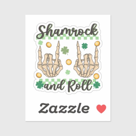 Shamrock en Roll Hand Skeleton Sticker (Vel)