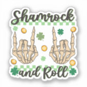 Shamrock en Roll Hand Skeleton Sticker (Voorkant)