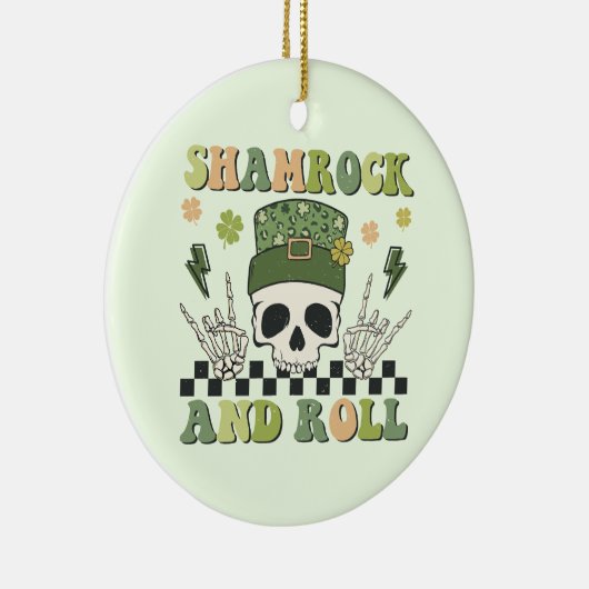Shamrock en Roll Keramisch Ornament (Rechts)