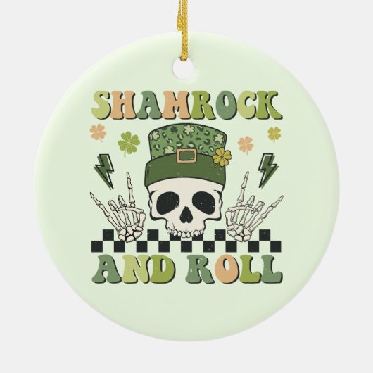Shamrock en Roll Keramisch Ornament (Achterkant)