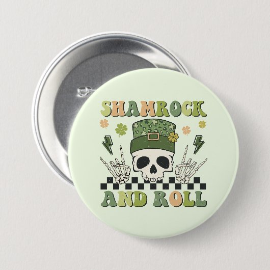 Shamrock en Roll Ronde Button 7,6 Cm (Voorkant /achterkant)