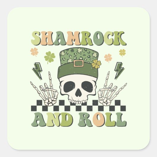 Shamrock en Roll Vierkante Sticker (Voorkant)