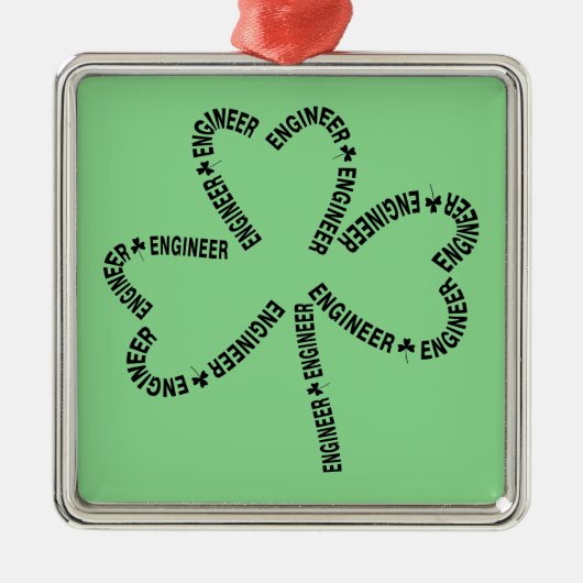 Shamrock Engineer Tekst Metalen Ornament (Voorkant)