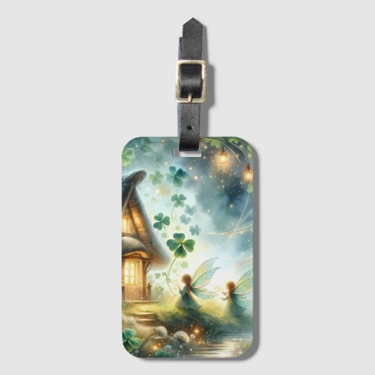 Shamrock Fairy Cottage Glow Bagagelabel (Voorkant (verticaal))
