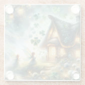 Shamrock Fairy Cottage Glow Glazen Onderzetter (Achterkant)