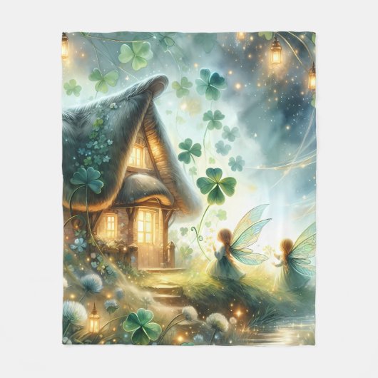 Shamrock Feeënhuis Gloed Fleece Deken (Voorkant)