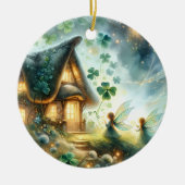 Shamrock Feeënhuis Gloed Keramisch Ornament (Voorkant)