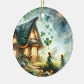 Shamrock Feeënhuis Gloed Keramisch Ornament (Links)