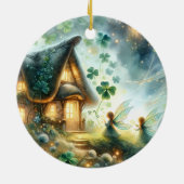 Shamrock Feeënhuis Gloed Keramisch Ornament (Achterkant)