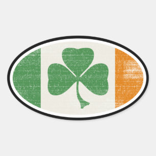Shamrock flag oval ovale sticker