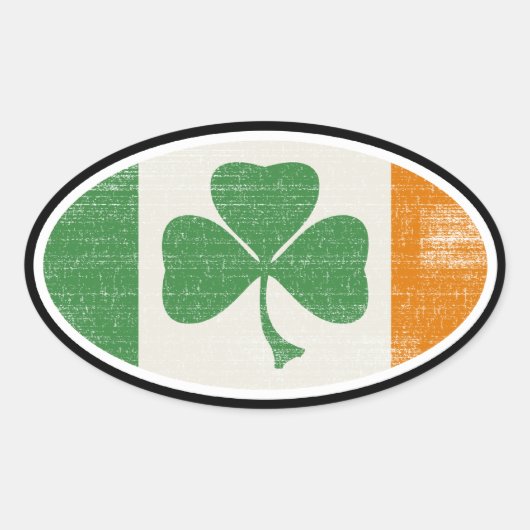 Shamrock flag oval ovale sticker (Voorkant)