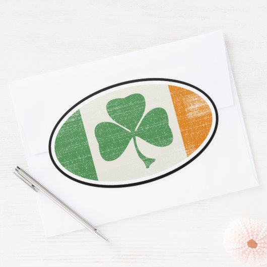 Shamrock flag oval ovale sticker (Envelop)