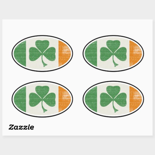 Shamrock flag oval ovale sticker (Vel)