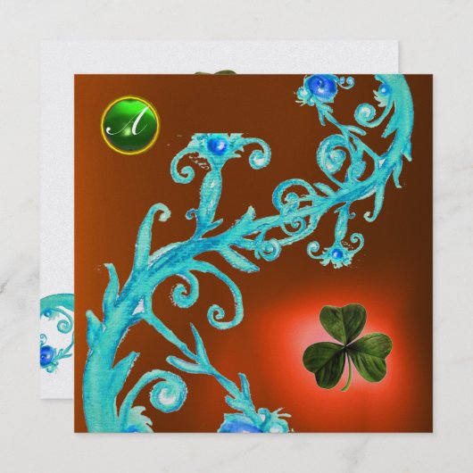 SHAMROCK FLORAL ST PATRICK'S DAY PARTY MONOGRAM KAART (Voorkant / Achterkant)
