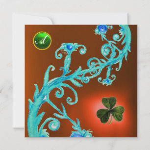 SHAMROCK FLORAL ST PATRICK'S DAY PARTY MONOGRAM KAART