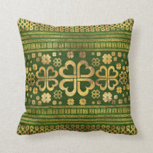 Shamrock Four-leaf Clover Green Wood en Gold