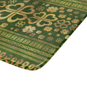 Shamrock Four-leaf Clover Green Wood en Gold Snijplank (Hoek)